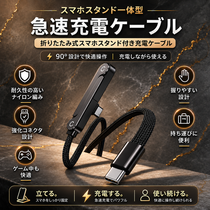 SmartStand™ | スマホスタンド付き急速充電ケーブル