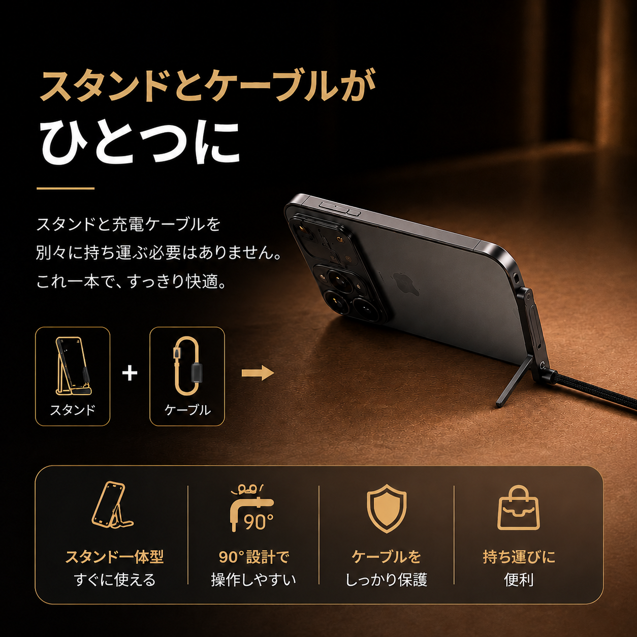 SmartStand™ | スマホスタンド付き急速充電ケーブル