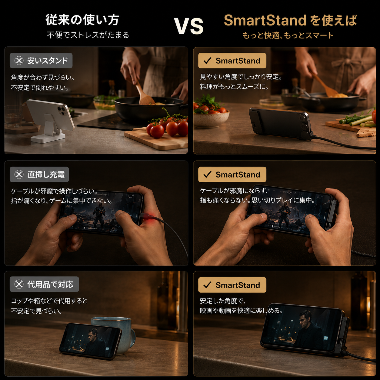 SmartStand™ | スマホスタンド付き急速充電ケーブル